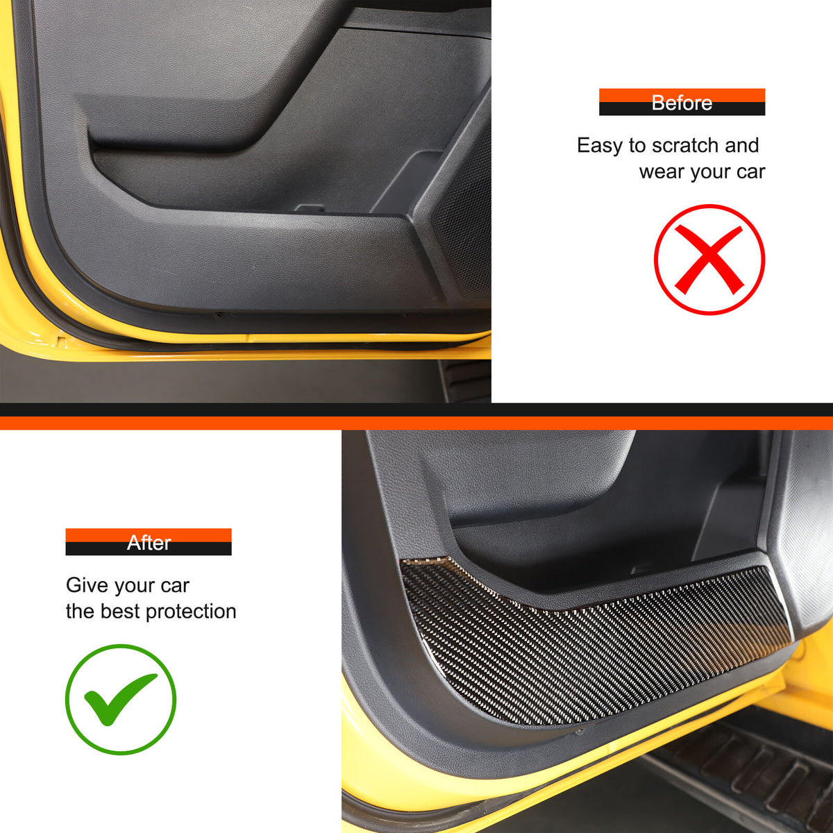 Front & Rear Door Bottom Anti-Kick Sticker Trim For Ford Ranger Raptor T9 2024 24