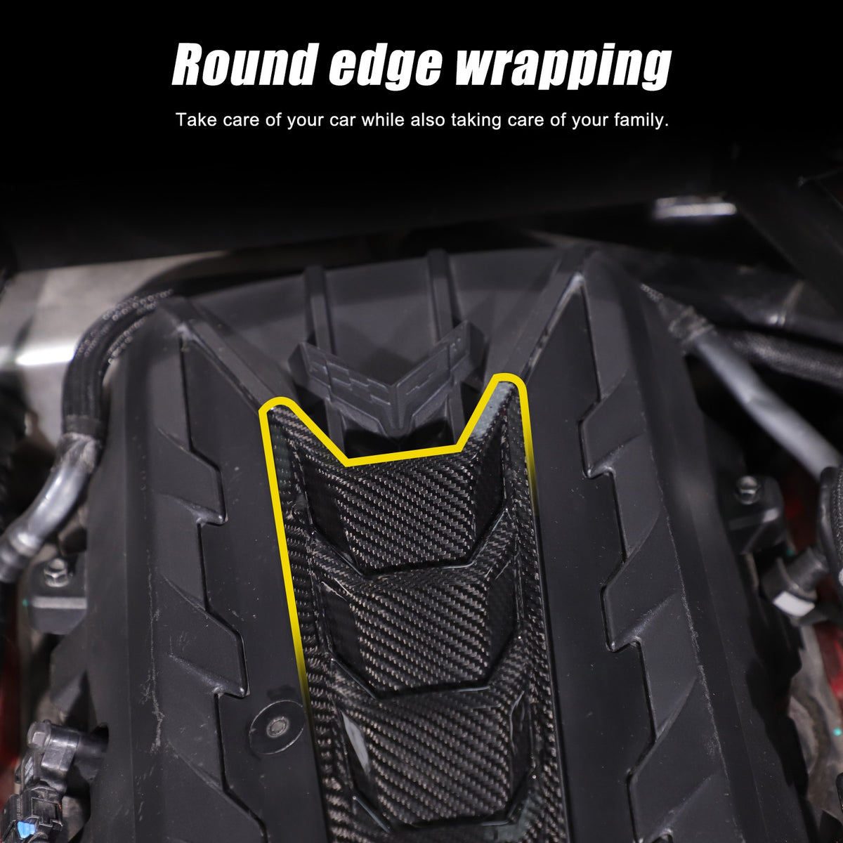 Real Carbon Fiber Engine Hood Center U-Shaped Cover Trim For Corvette C8 2020+ 13