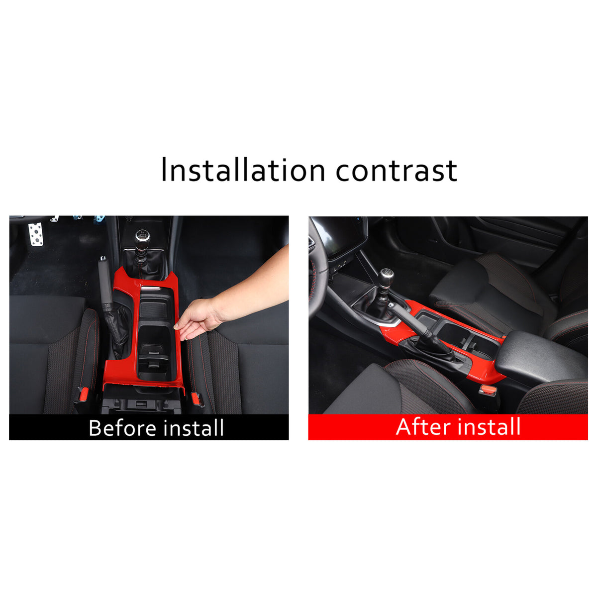 Red ABS Center Console Gear Shift Cup Holder Trim for Subaru WRX VB MT 2022-24 17