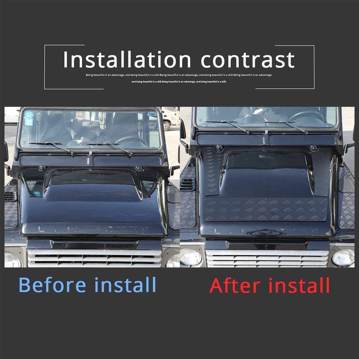 Black Alloy Front Hood Protection Plate Trim For LR Defender L316 2004-2018 8