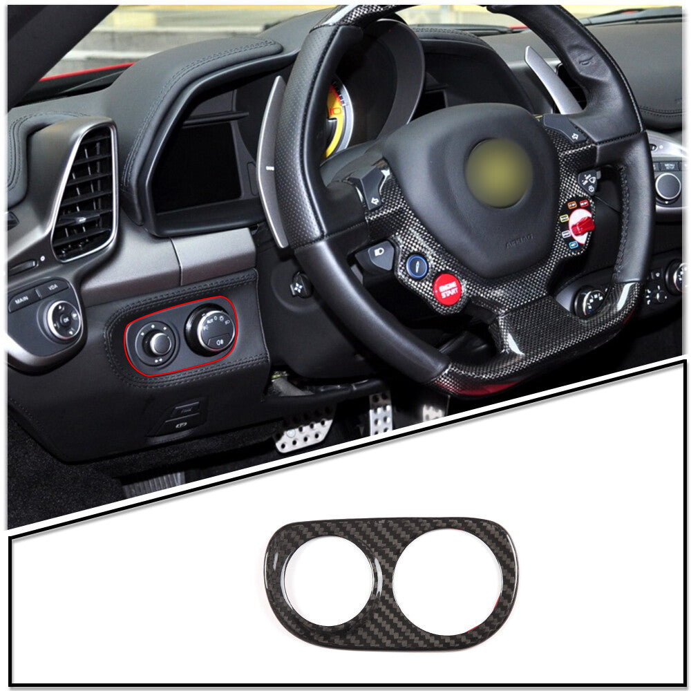 Real Carbon Fiber Headlight Switch Trim Cover Fit For Ferrari 458 2011-2016 3