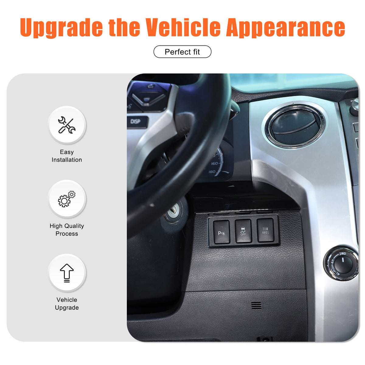 Glossy Black ABS Dashboard Cover Strip Trim For Toyota Tundra 2014-2021 12