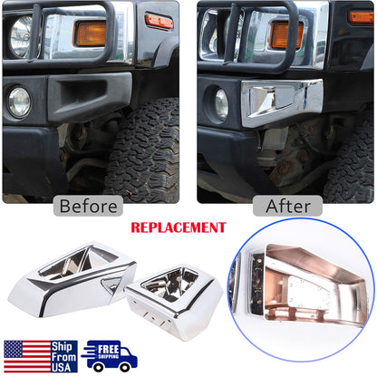 Chrome Front Bumper Side Cover Trim Accessories Fit For Hummer H2 2003-09 1
