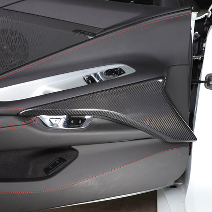 Real Dry Carbon Fiber Interior Door Panel Decor Cover Trim For Corvette C8 20-26 6
