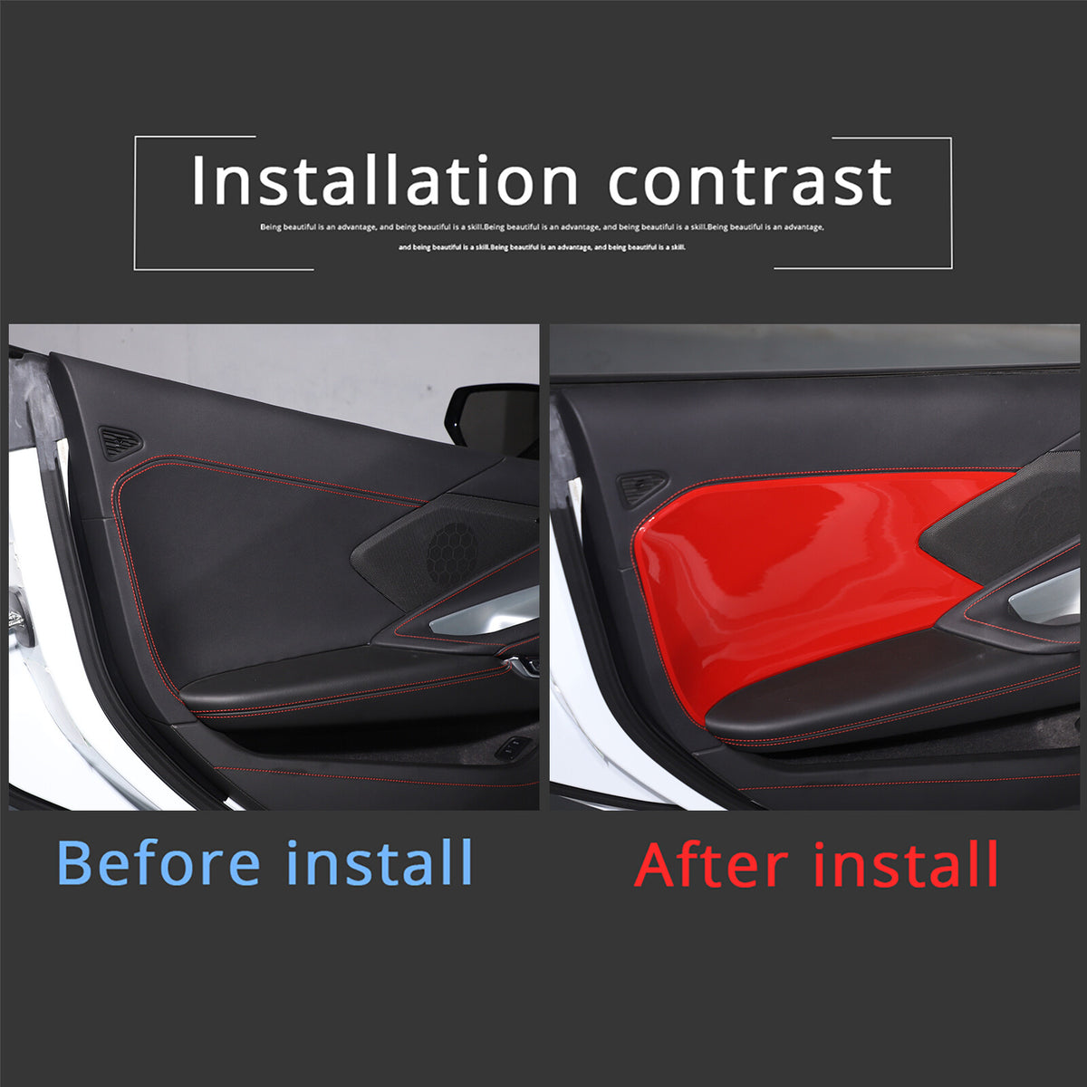 Red Full Interior Set Dash Panel Decor Cover Trim Kit For Corvette C8 2020-25 - Variants 1-5 37