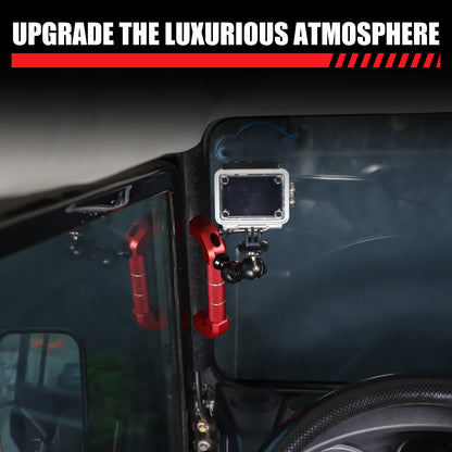 Red Aluminum A-Pillar Handle Cam Mount For Land Rover Defender L316 2004-2018 21