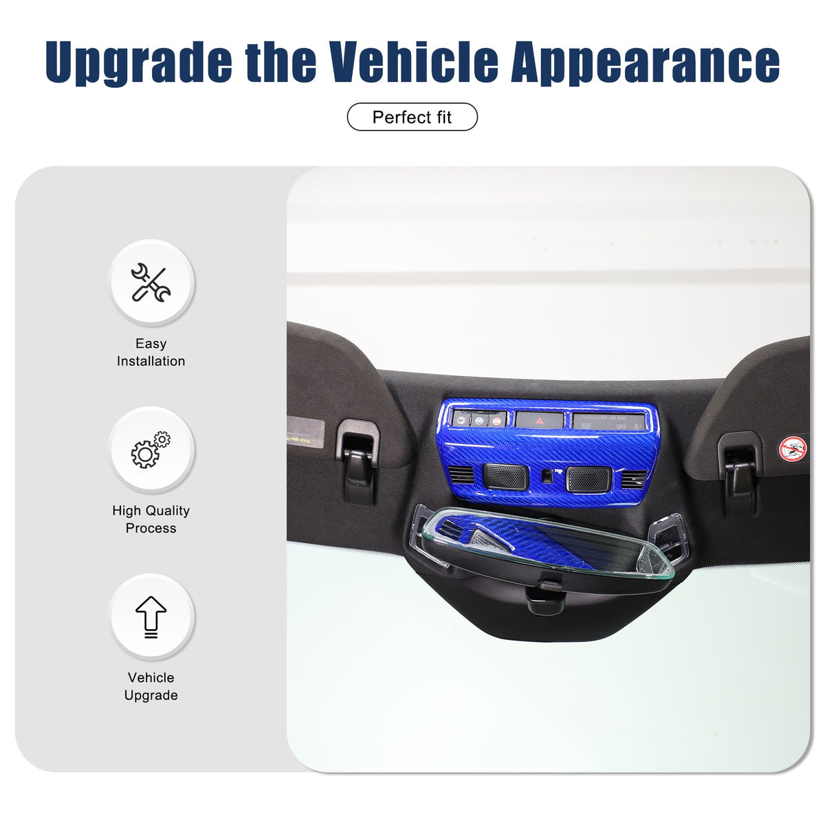 Blue Real Carbon Fiber Roof Reading Light Trim For Corvette C8 2020+ 6
