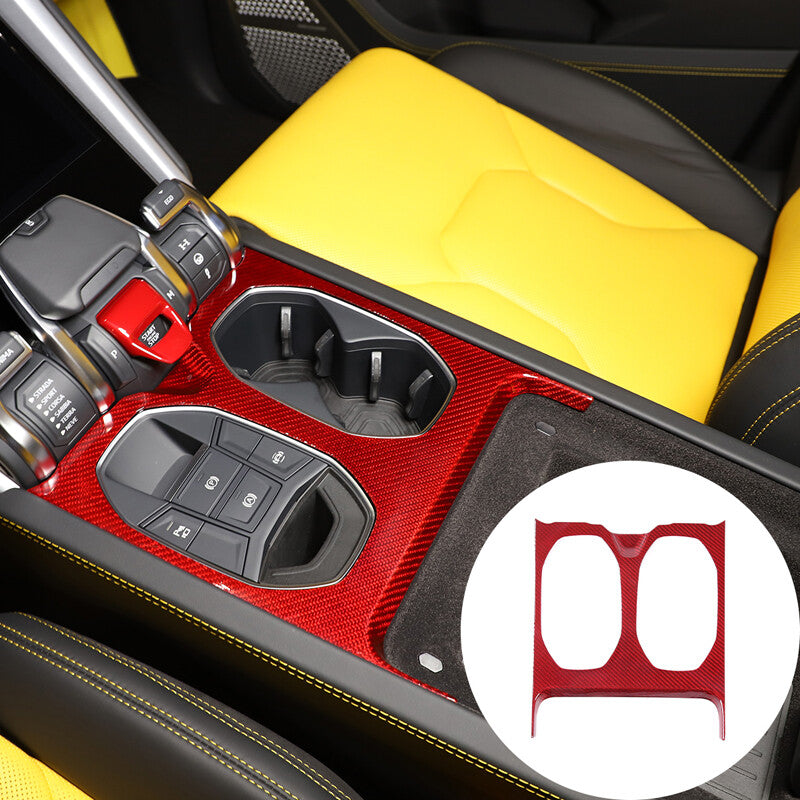 Red Carbon Central Gear Shift Cup Holder Panel Trim For Lamborghini URUS 18-23 1