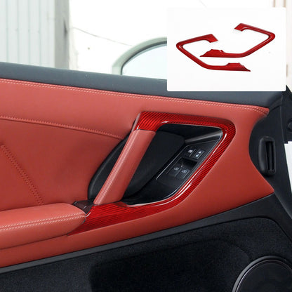 Red Real Carbon Fiber Inner Door Handle Trim Red For Nissan GT‑R R35 2008‑2016 1