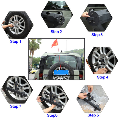 Rear License Plate Flagpole Holder Bracket Accessories For Land Rover Defender 3