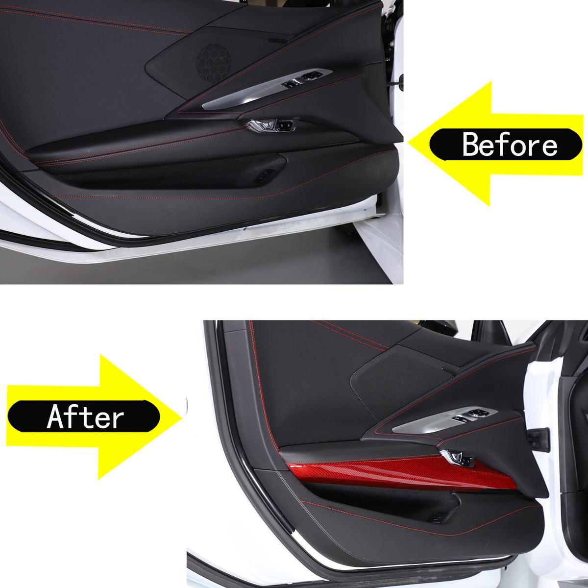 Red Real Carbon Fiber Full Interior Set Decor Trim Kit for Corvette C8 20-25 - Styles 41-45 44