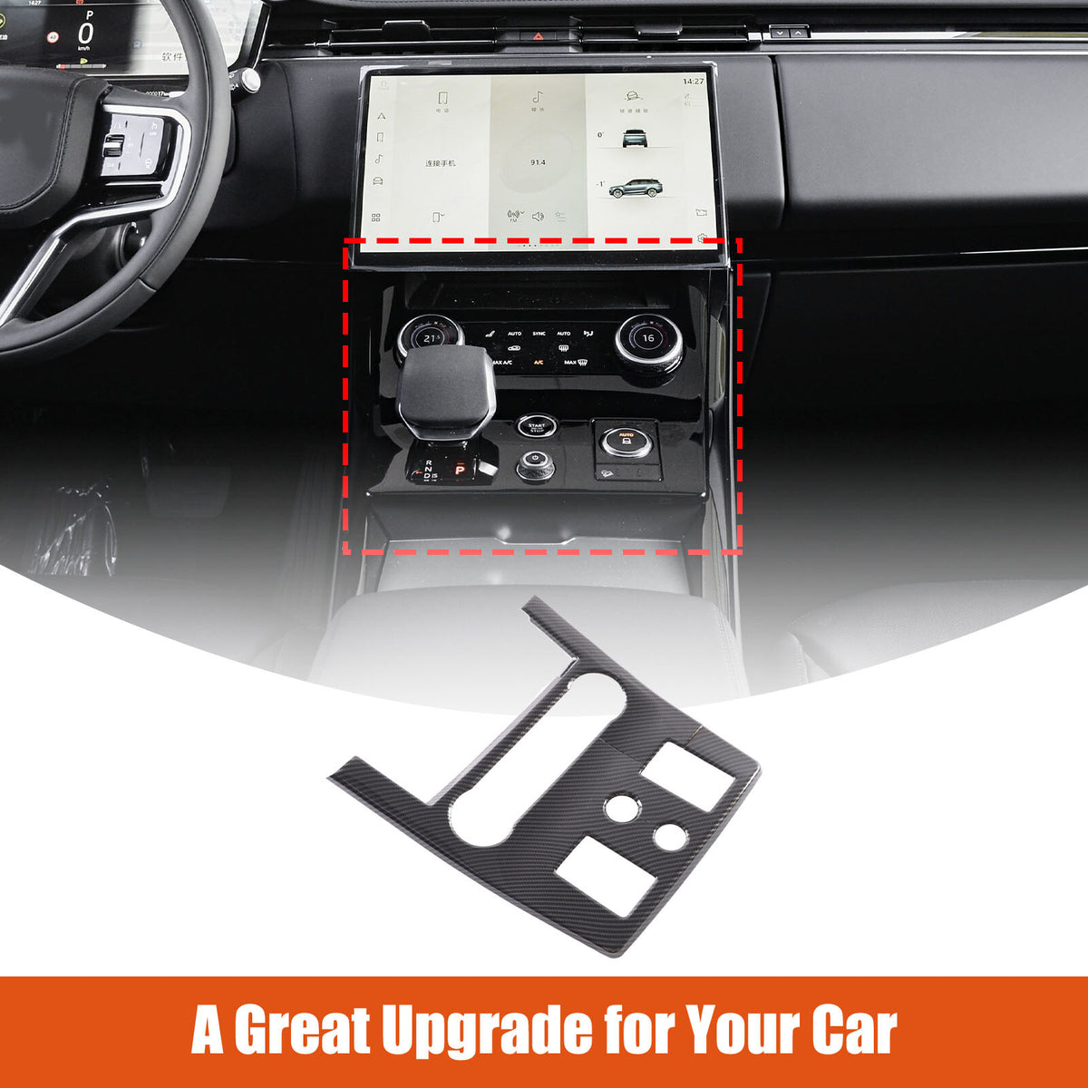 ABS Carbon Fiber Center Gear Shift Panel Cover for Range Rover Sport 2023-2024 1