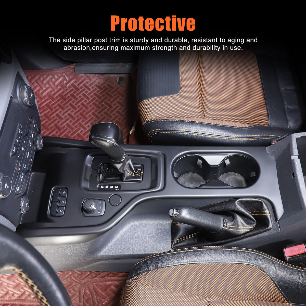 Carbon fiber color Button Gear Panel Cover For Ford Ranger 2015-2021 9