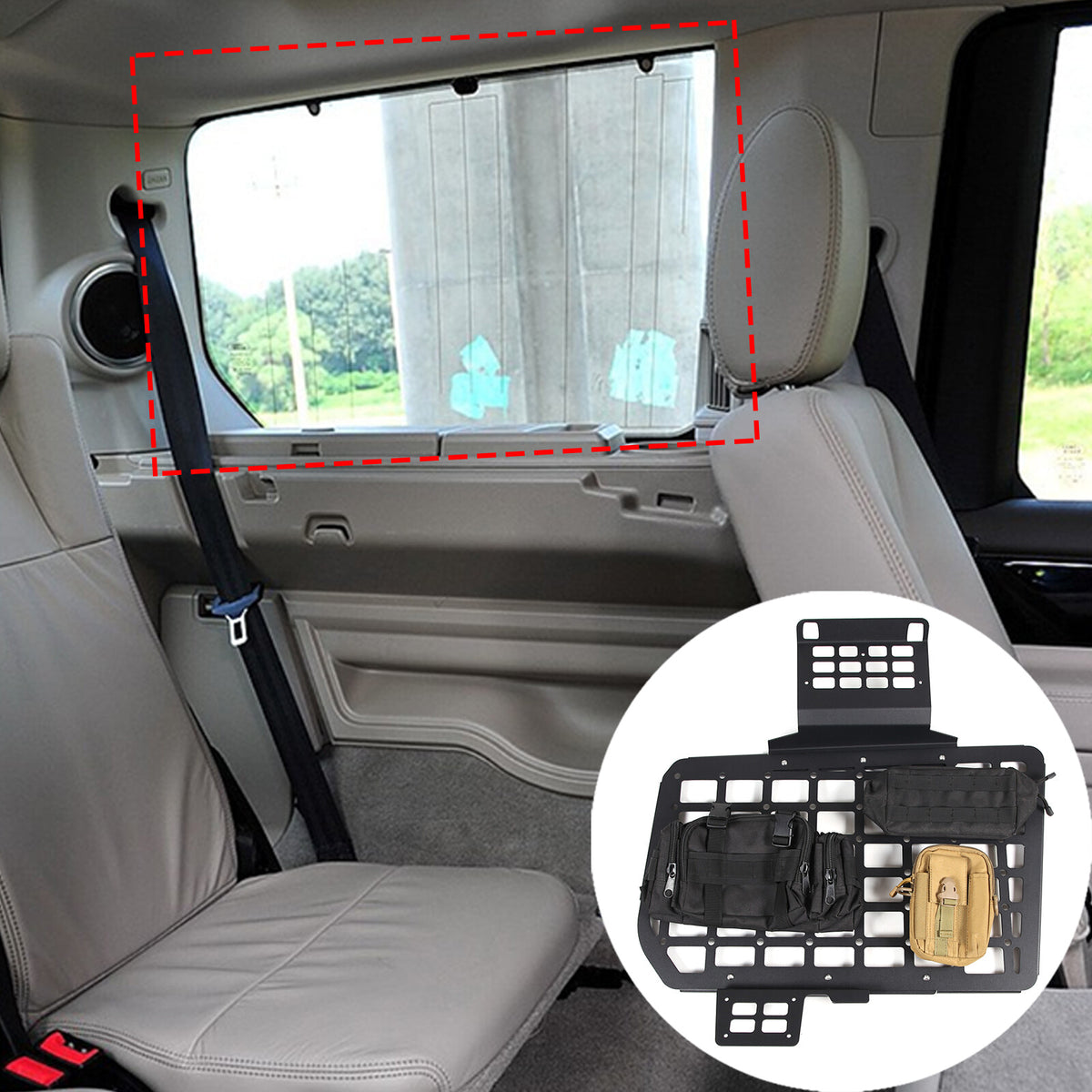 Rear Side Window MOLLE Storage Flank Panel For Land Rover Discovery LR3 LR4 L319 12
