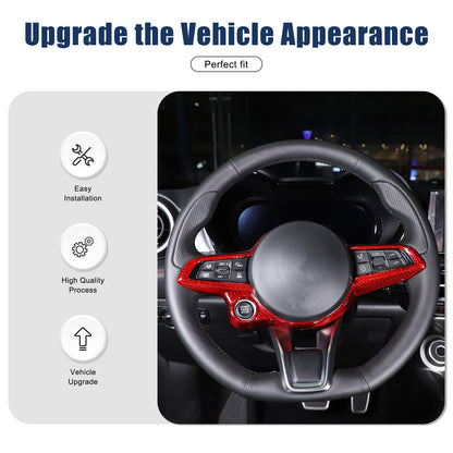 Red Real Carbon Fiber Steering Wheel Cover Trim For Alfa Romeo Tonale 2022-2024 17