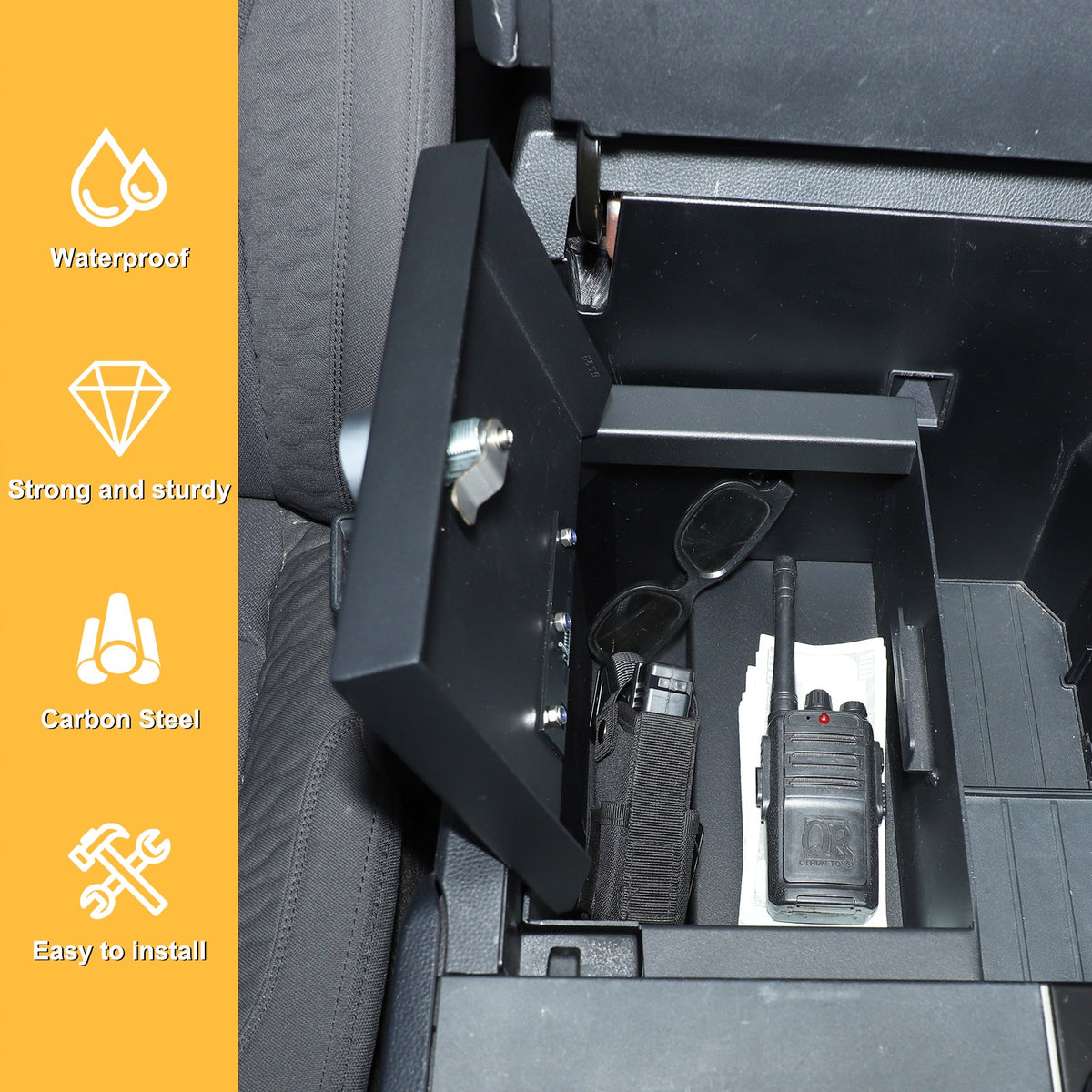Electronic Fingerprint Lock Center Console Safe Box For Toyota Tundra 2022+ US 17