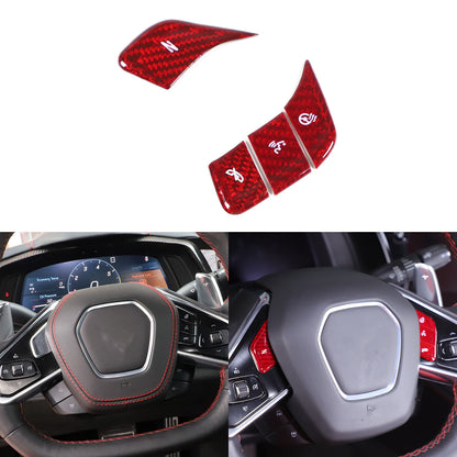 Red Real Carbon Fiber Full Interior Set Decor Trim Kit for Corvette C8 20-25 - Styles 51-55 24