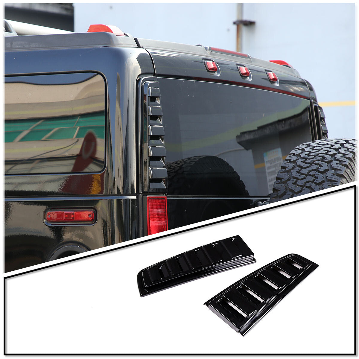 Tail Light Rear Glossy Black Vent Trim Bezel Cover Upper For Hummer H2 2003-2009 2