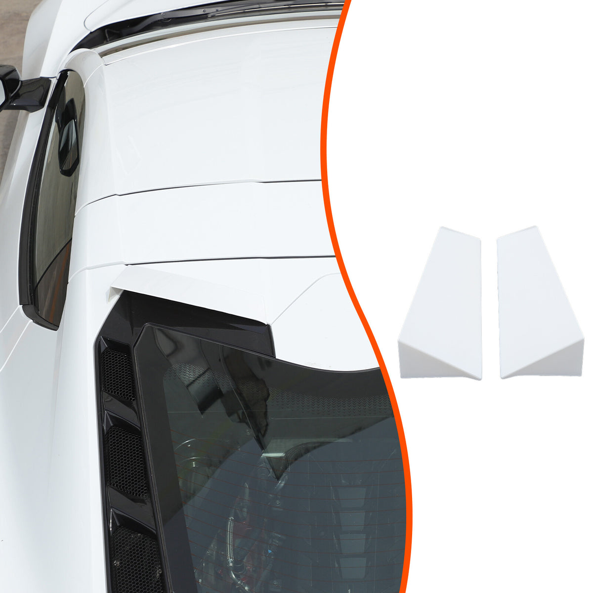 White ABS Rear Windshield Spoiler Trim Cover For Corvette C8 Coupe 2020+ 13