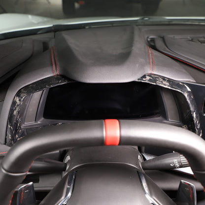 Forged Carbon Fiber Dashboard Speedmeter Panel Trim Cover For C8 Corvette 20-25 1