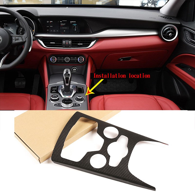 Real Dry Carbon Center Console Gear Panel Trim For Alfa Romeo Stelvio 2020-25 7