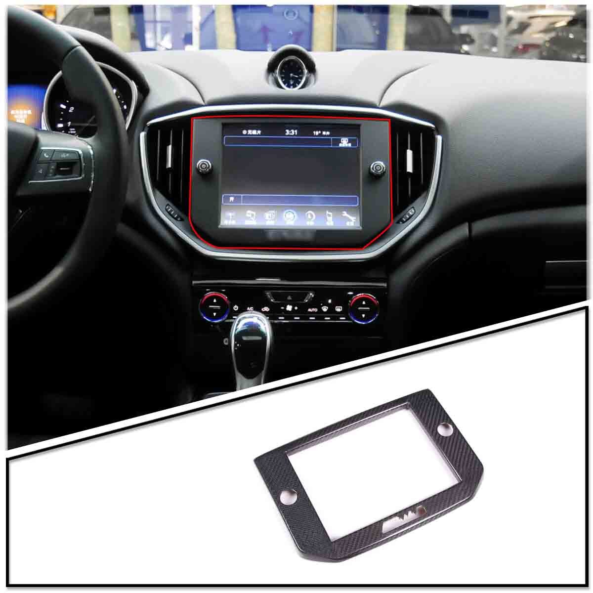 Real Carbon Fiber GPS Navigation Panel Cover Trim For Maserati Ghibli 2014-2015 3