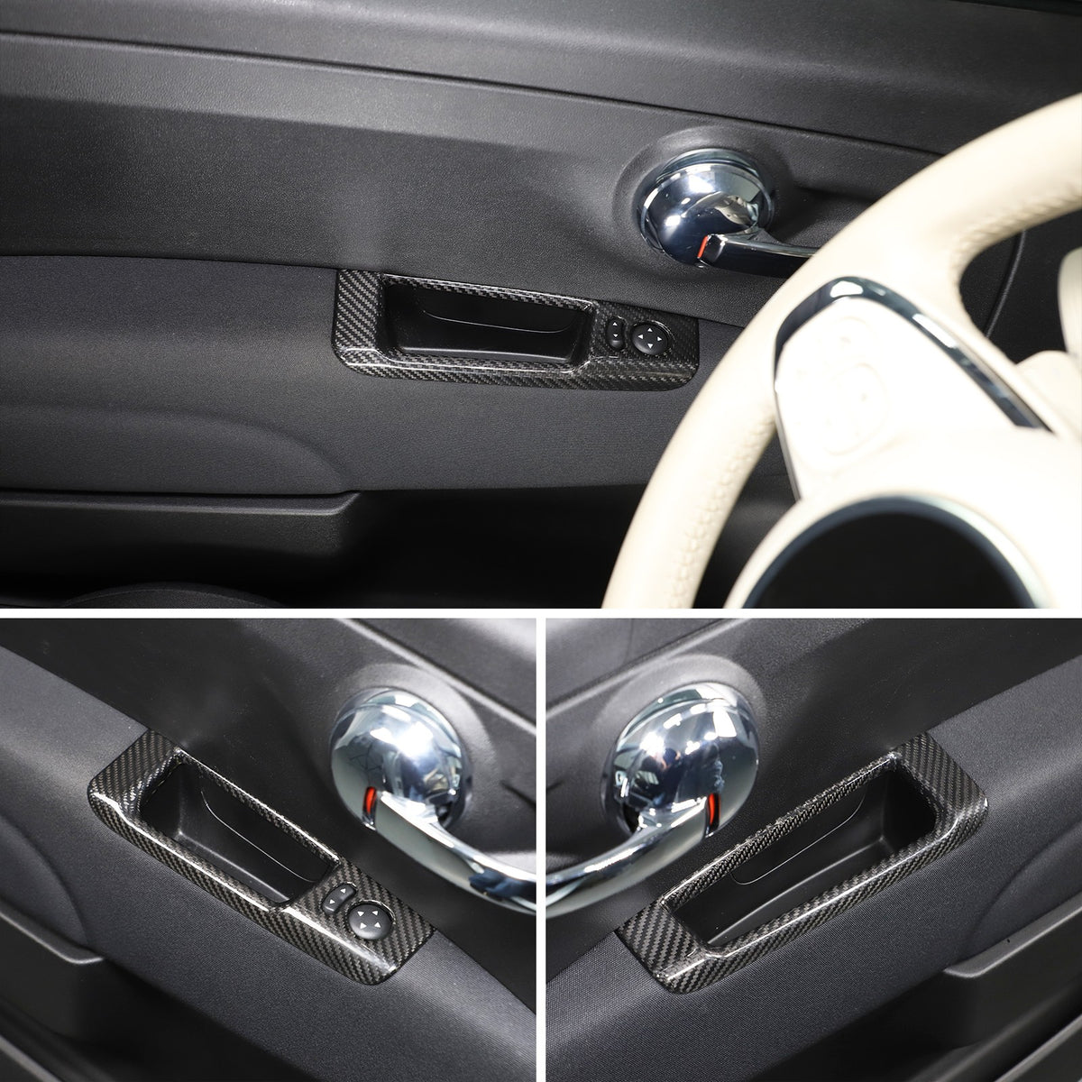 Real Carbon Fiber Mirror Adjustment Panel Trim For Fiat 500 312 2010-2022 18