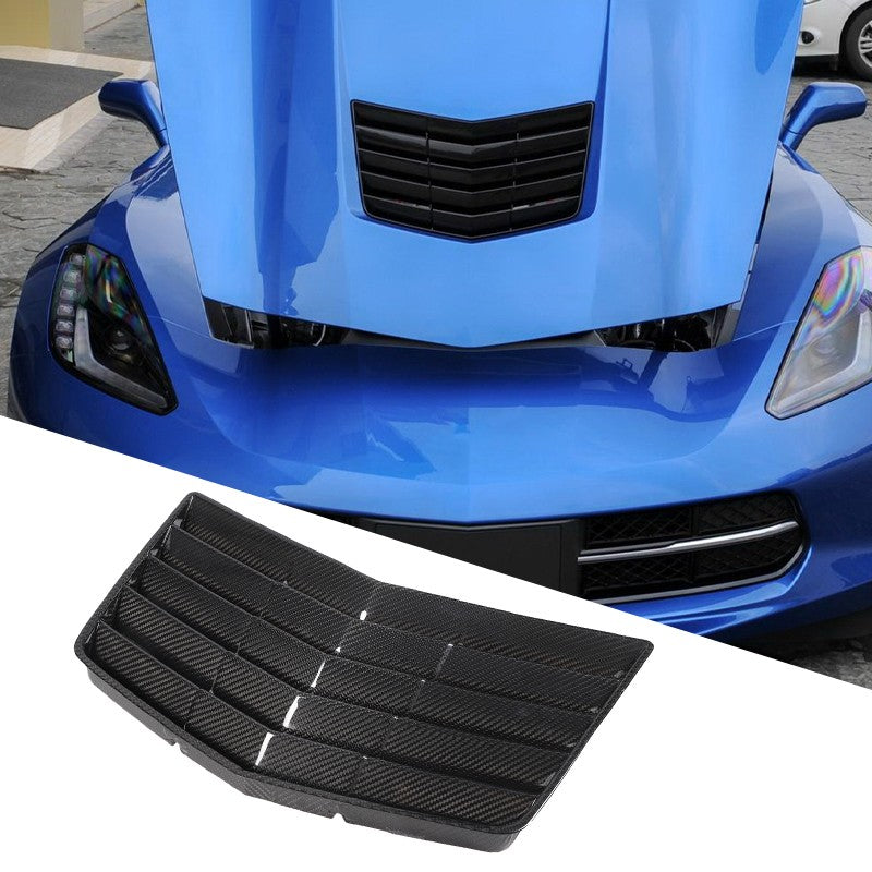 Real Carbon Fibe Front Bumper Hood Vent Louver Cover Kit For Corvette C7 2014-19 17