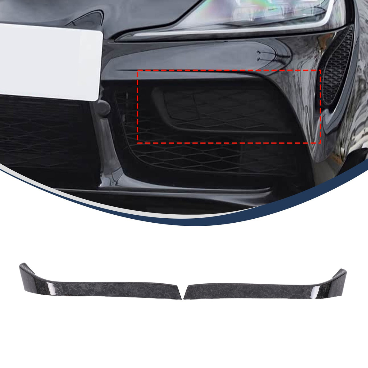 Forged Real Carbon Fiber Front Fog Light Lower Trim For Toyota Supra A90 2019+ 4