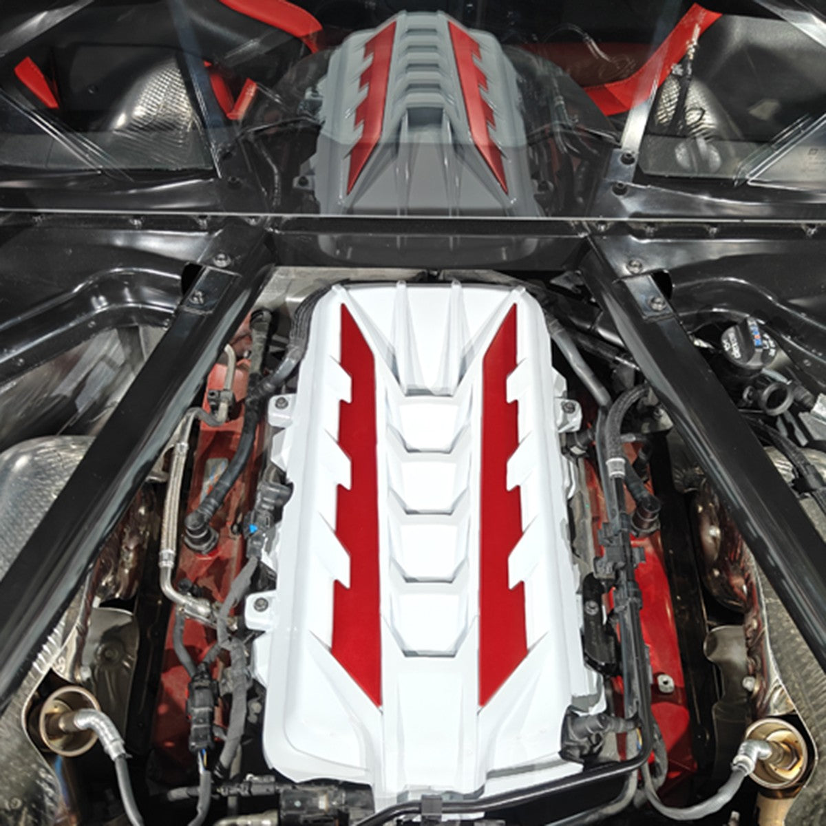 Engine Bay Panel Cover Trim in Edge Blue/Red/Black For Corvette Coupe C8 2020-26 - Styles 1-5 111