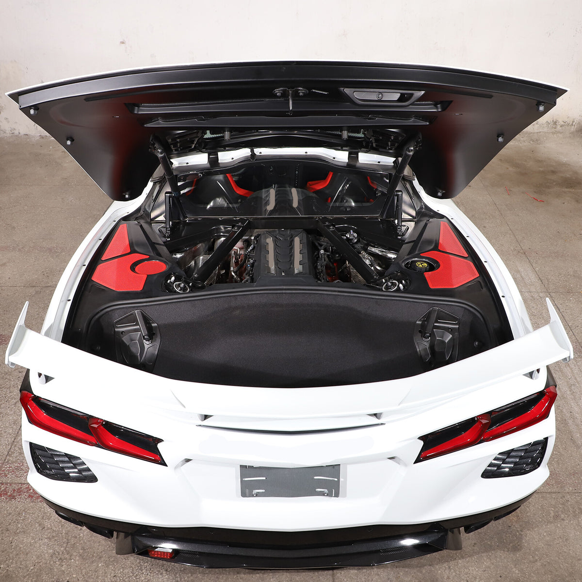 Red Steel Engine Hood Compartment Panel Trim Cover Set For Corvette C8 Z06 20-26 14