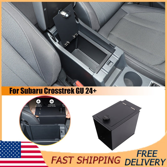 Alloy Center Console Safe Storage Lock Box Tray For Subaru Crosstrek GU 24+ US 1