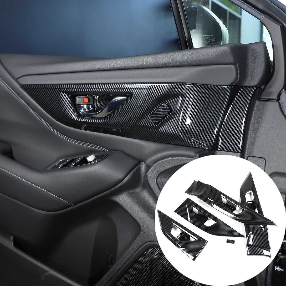 For Subaru Outback BT 2021-2023 Carbon Fiber Inner Door Handle Cover Trim Frame 15