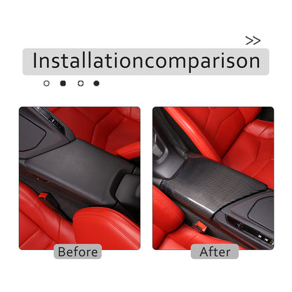 Real Carbon Fiber Center Console Armrest Box Cover Trim For Corvette C8 2020-26 11
