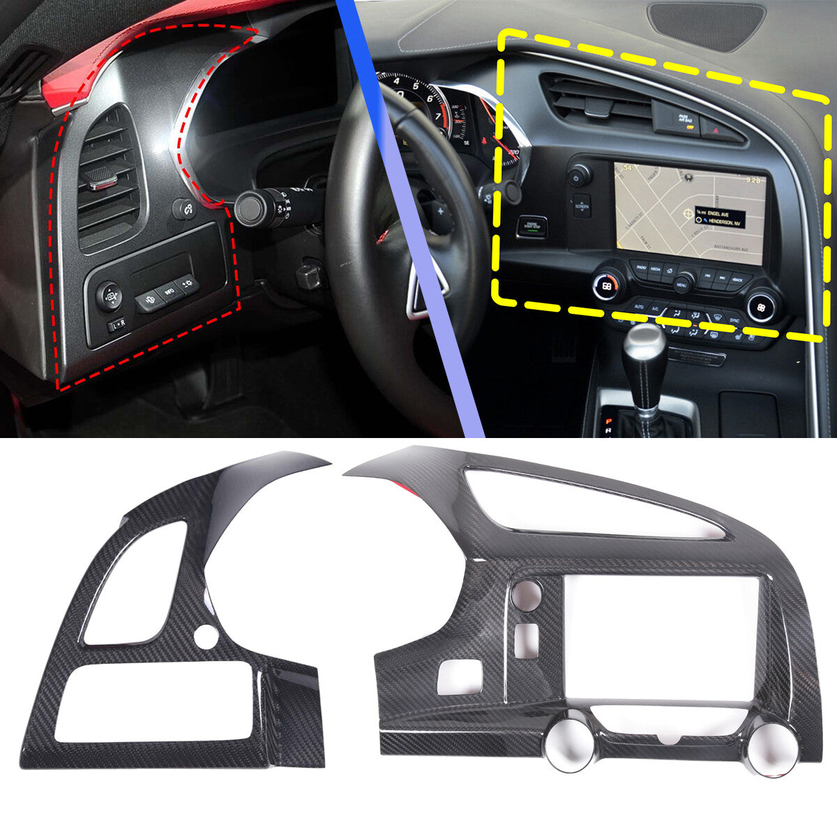 Real Carbon Fiber Interior Dashboard Trim Cover Decor Kit For Corvette C7 14-19 200