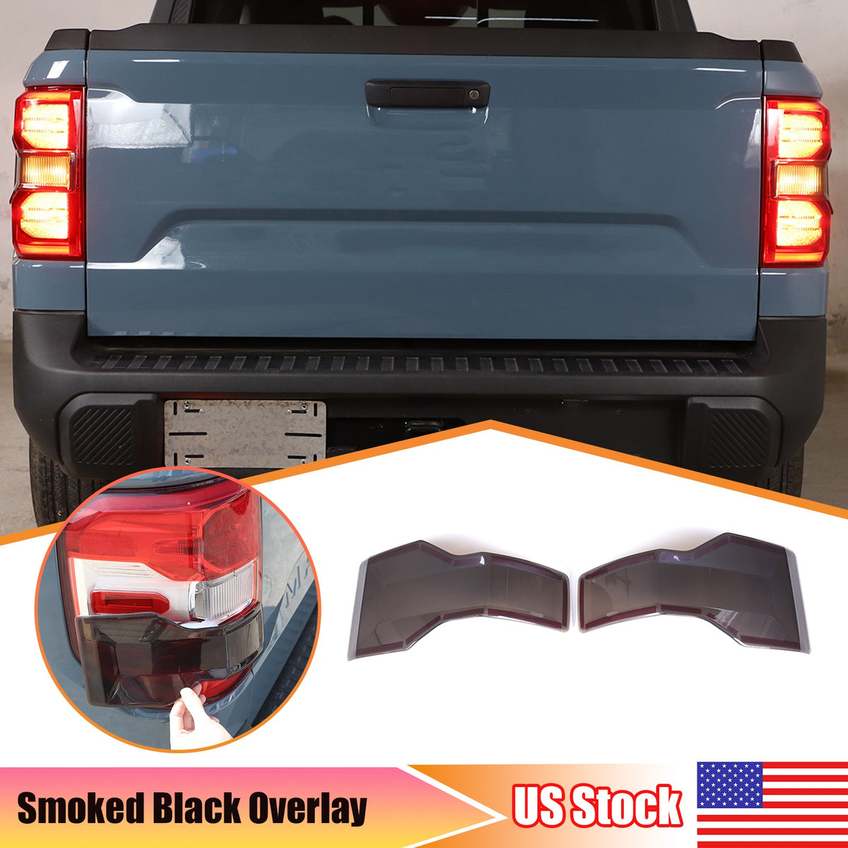 Smoked Black Rear Tail Light Guard Decor Cover Trim Bezel For Ford Maverick 22+ 1