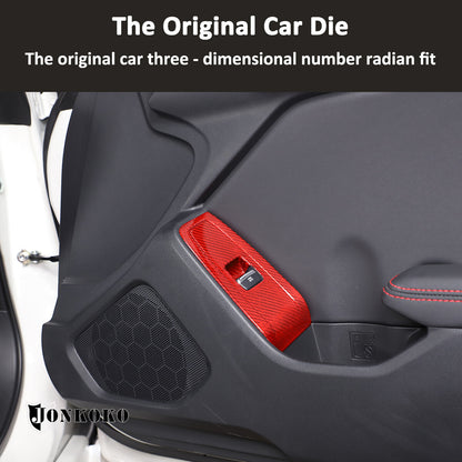 Red Real Carbon Fiber Interior Center Console Trim Set Kit For Subaru BRZ 22+ 73