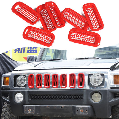 Sport Red ABS Front Grille Insect Screen Trim For Hummer H3 2005-2009 4