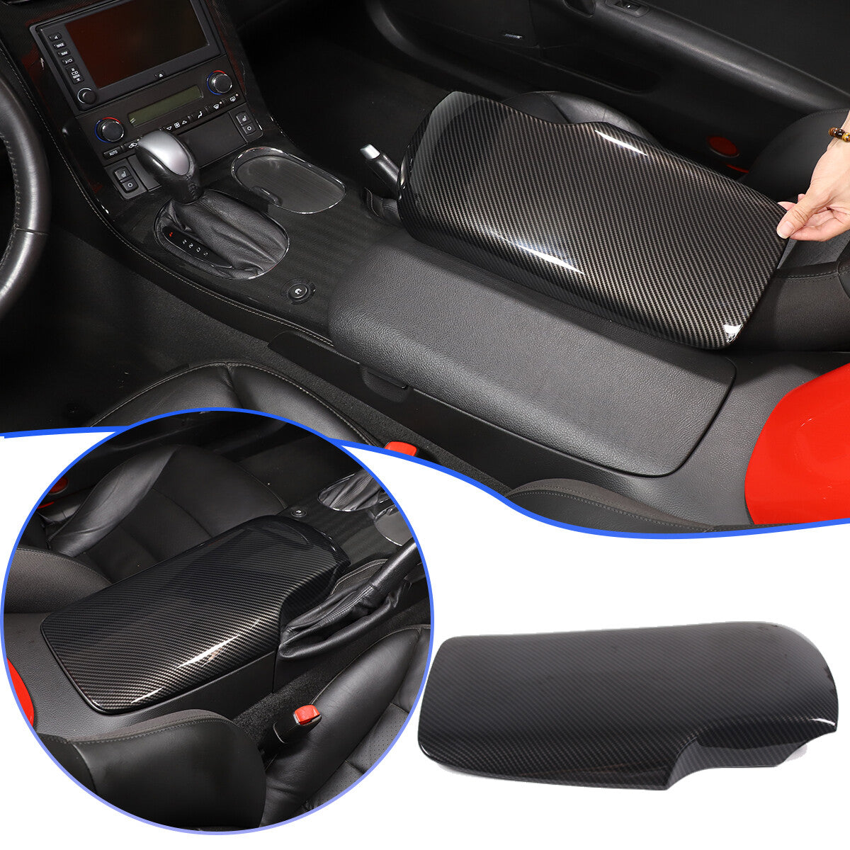 16xCarbon Fiber ABS Interior Center Console Panel Cover Trim Set For Corvette C6 5