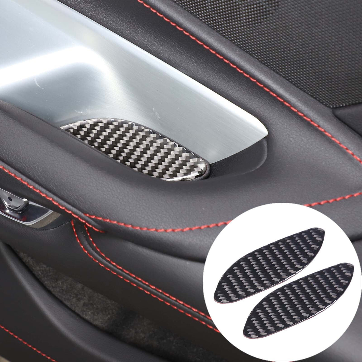 Carbon fiber Window Lift & Door Handle Storage Mat Sticker for Corvette C8 20-26 2