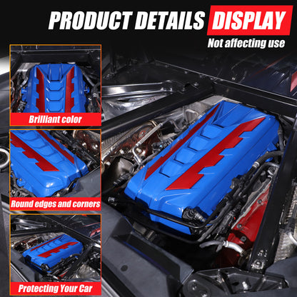 Blue Engine Bay Panel Cover Trim in Edge Red For Corvette C8 2020-26 6