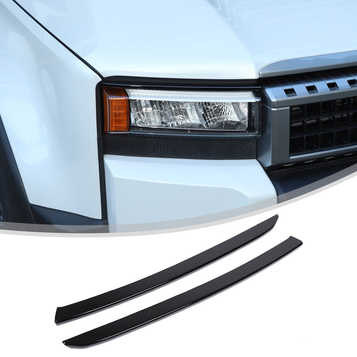 Glossy Piano Black Front Headlight Eyebrow Trim For Toyota Prado LC250 2024+ US 19