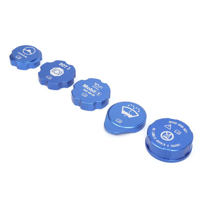 5pcs Alloy Blue Engine Cabin Fluid Cover Decorate Caps For Corvette C6 05-13 US 15