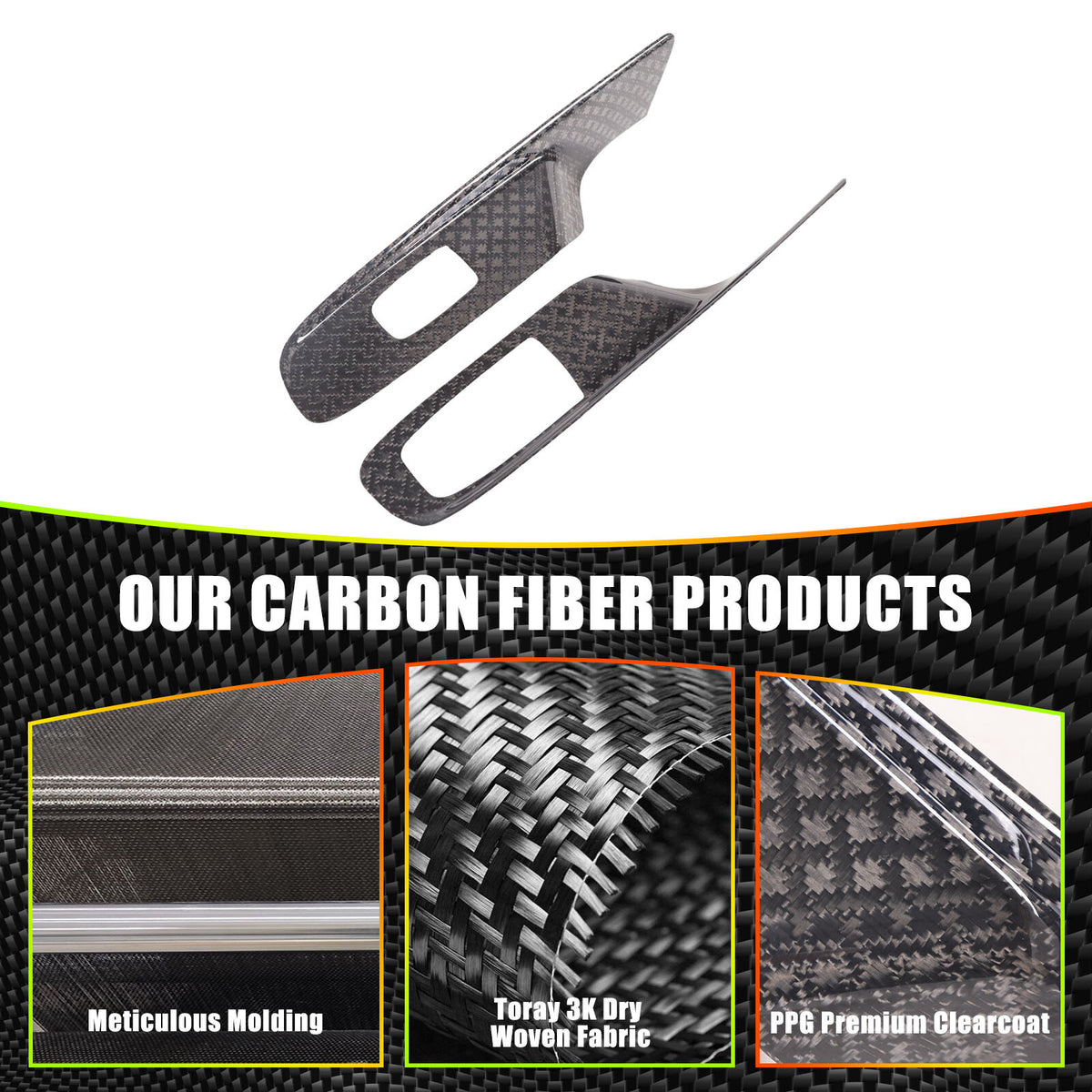 Real Carbon Fiber Window Lift Button Frame Trim For Corvette C8 Coup 2020-2026 16