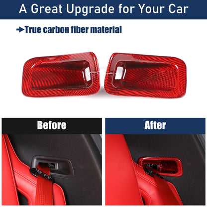 Red Real Carbon Fiber Seat Safety Belt Frame Trim For Corvette C8 2020+ 22
