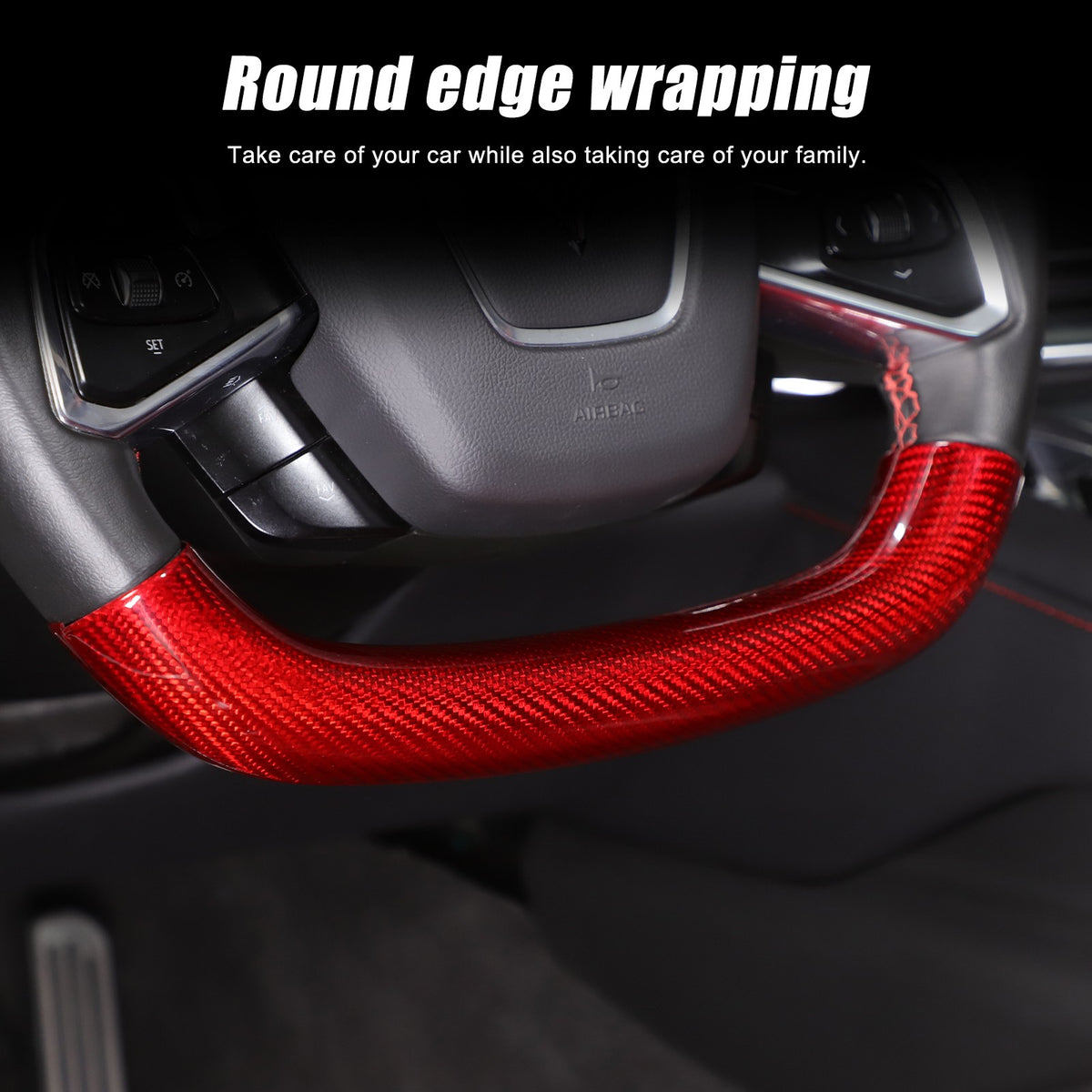 Red Real Carbon Fiber Yellow Top Steering Wheel Cover Trim For Corvette C8 2020+ 9
