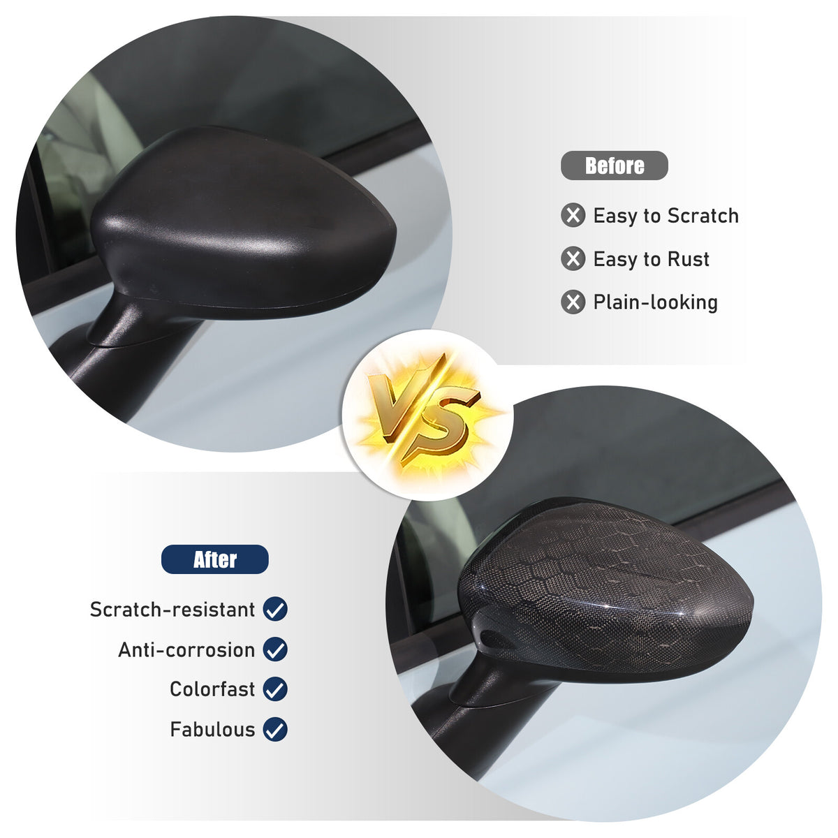 Honeycomb Carbon Fiber Exterior Side Mirror Trim For Fiat 500 Abarth 595 2010+ 4
