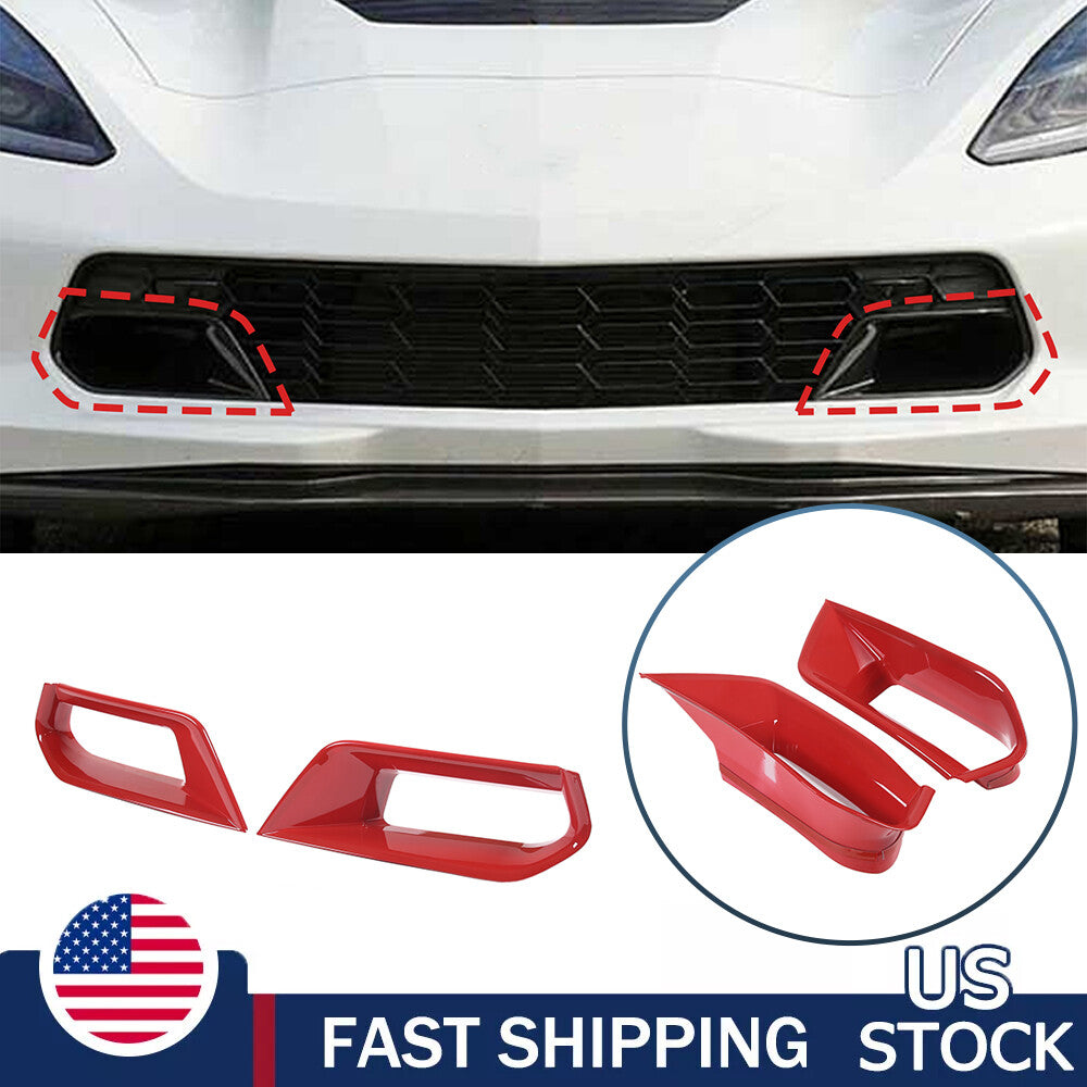 Red Front Lower Grille Air Inlet Intake Radiator Vent Trim For Corvette C7 US 1
