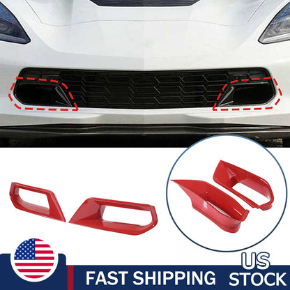 Red Front Lower Grille Air Inlet Intake Radiator Vent Trim For Corvette C7 US 1