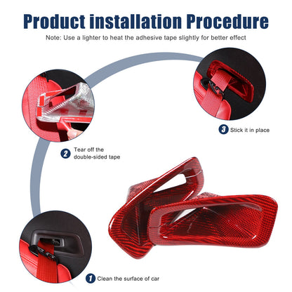 Red Real Carbon Fiber Seat Safety Belt Frame Trim For Corvette C8 2020+ 3